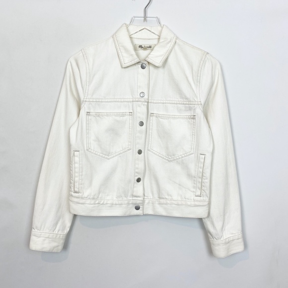 🤍Madewell Calaveras White Denim Jacket Sml - Picture 3 of 12